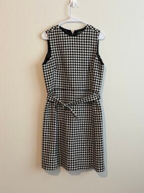 Lauren Ralph Lauren Wool Blend Houndstooth Sleeveless Dress Size 6 Black White